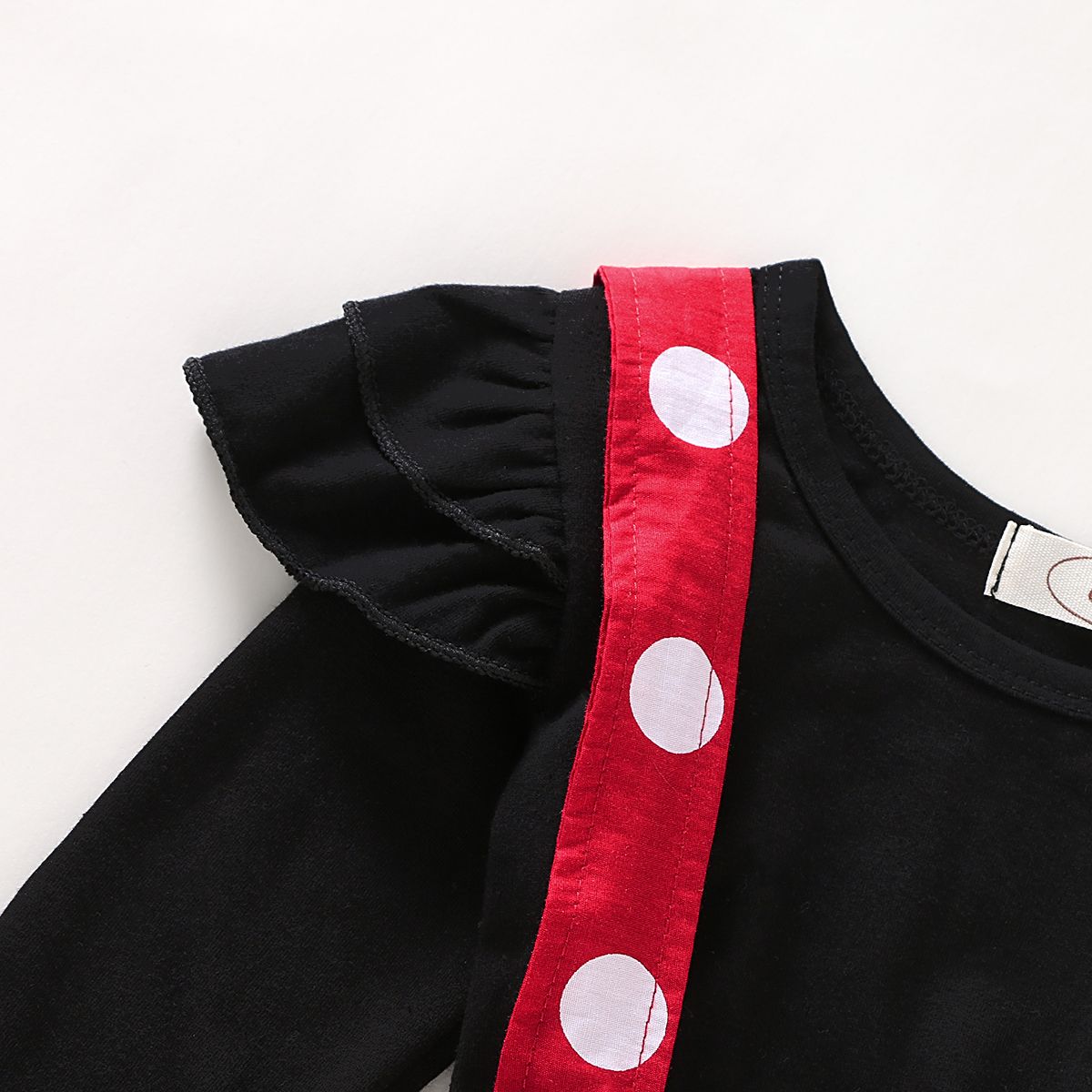 Baby Girls Long Sleeves Shirt Polka Dot Red Suspender Skirt