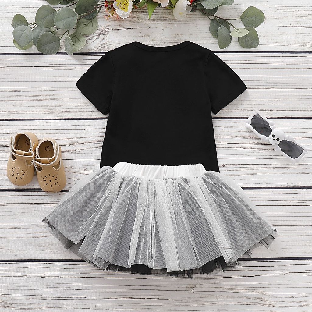Newborn Baby Girl Halloween Short Sleeve Bodysuit+Skirt