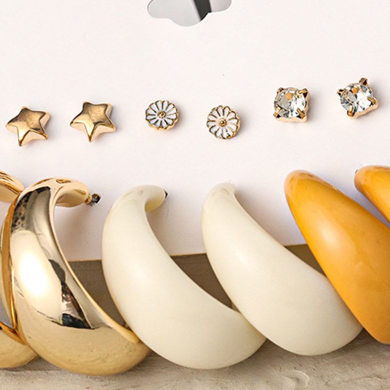 1 Set Hoop Earrings C Shape Simple Acrylic Geometry-