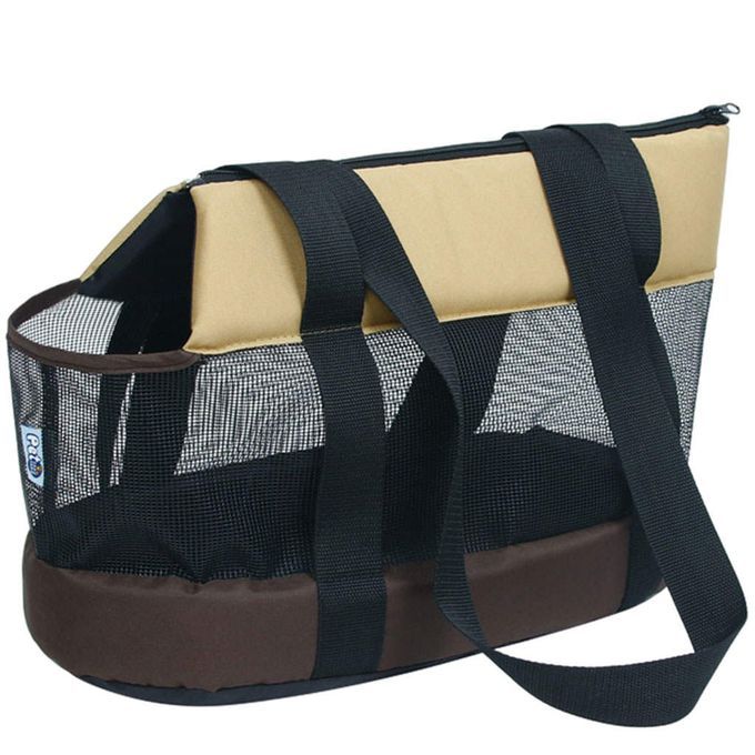 Foldable Pet Cat Carrier Air Vents Mesh Travel Sightseeing Brown L