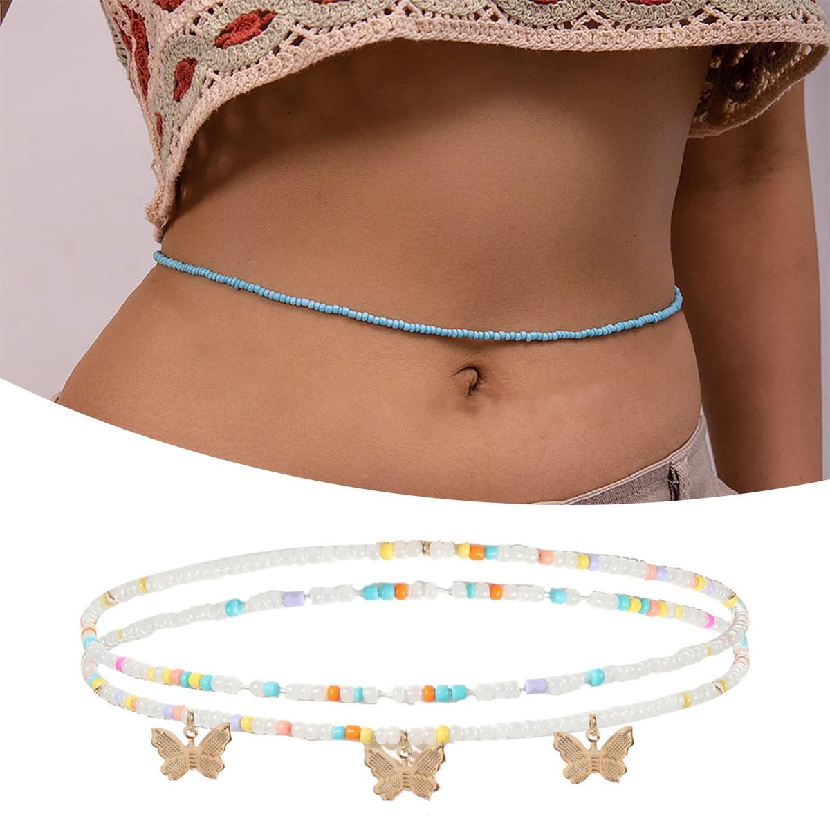 Waist Chain Heart Shell Star Pendant Stretch Waist Chain H
