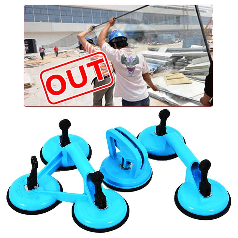 Glass Suction Cups Heavy Duty Aluminum Alloy Handheld Vacuum Panel Lifter Glass Sucker with Thick Large Rubber Pad for Lifting Moving Glass Ceramic Tiles Granite Marble