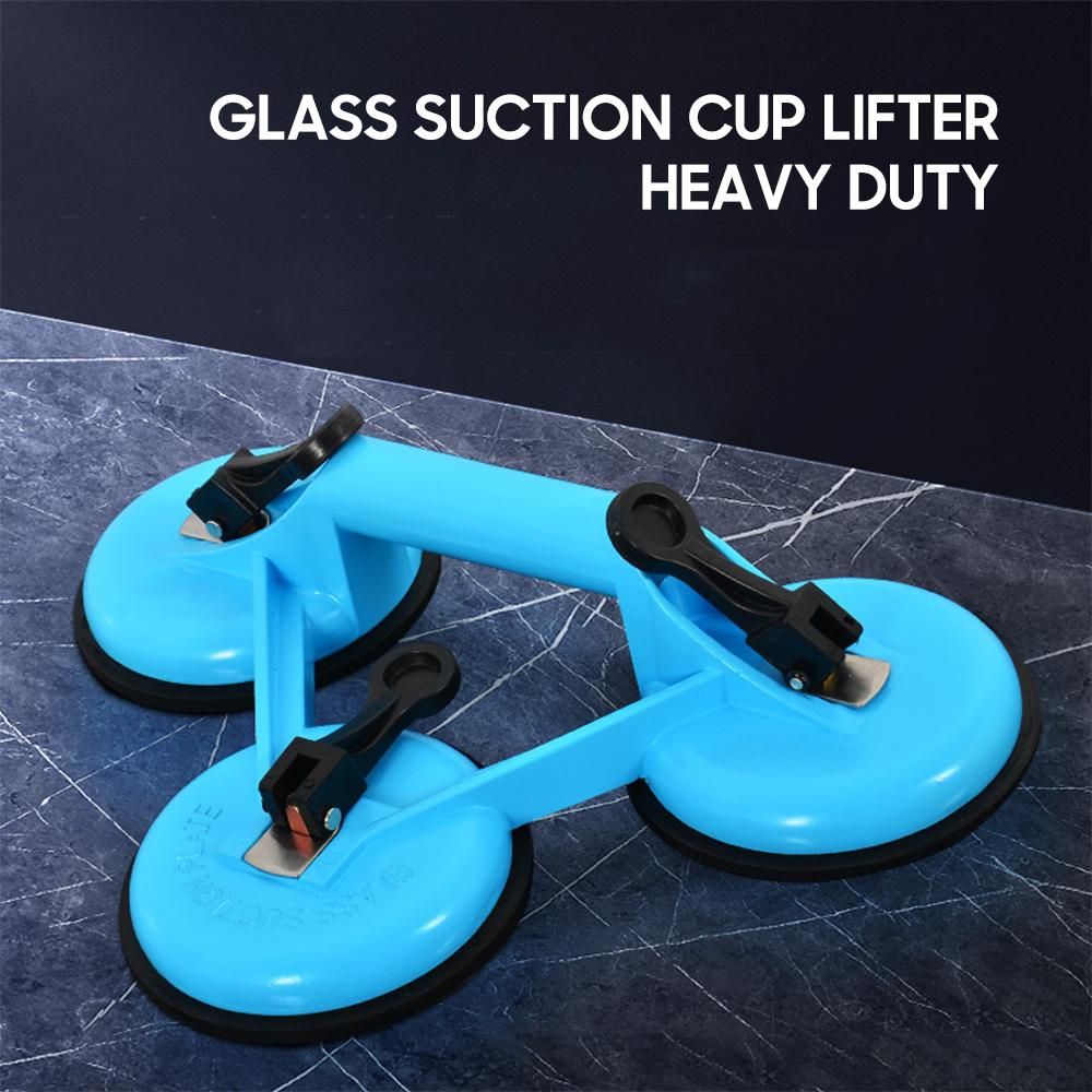 Glass Suction Cups Heavy Duty Aluminum Alloy Handheld Vacuum Panel Lifter Glass Sucker with Thick Large Rubber Pad for Lifting Moving Glass Ceramic Tiles Granite Marble