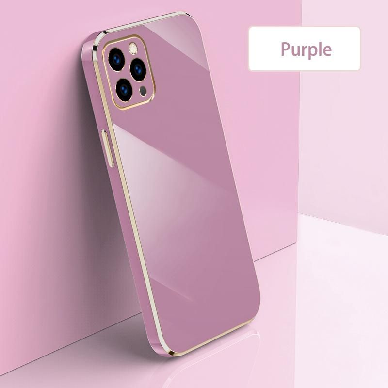 Ultra Thin Plating Phone Case for iPhone 11 Pro Lens Protection soft Phone Back Cover-Purple