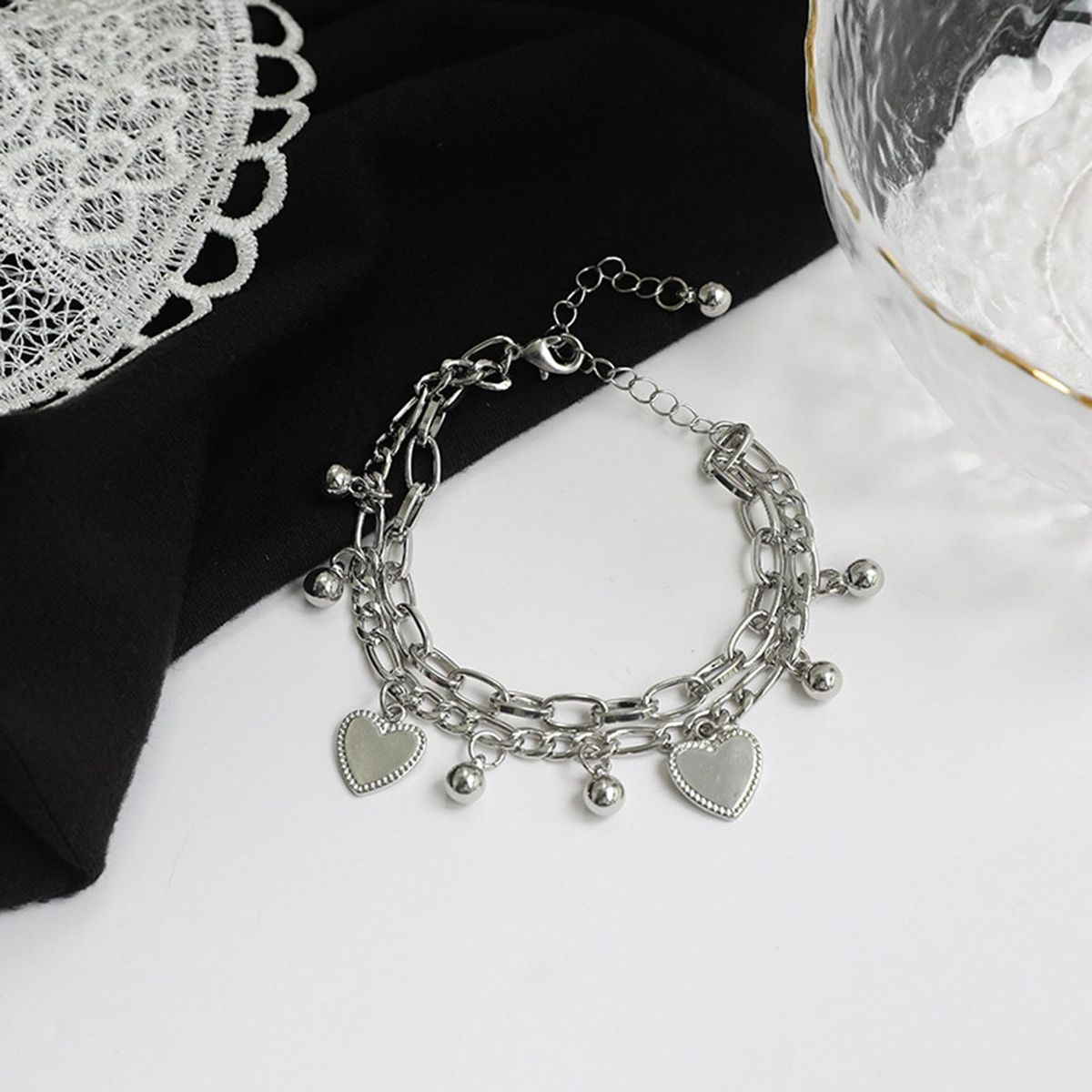 Fade-resistant Anklet Fluttering Hearts Chimes Adjustable for Women