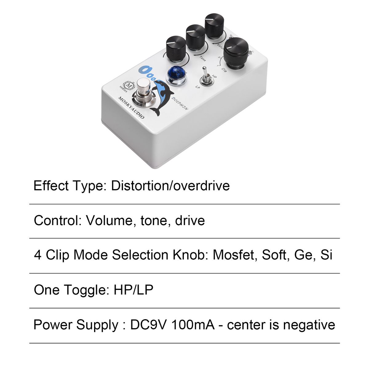 MOSKYAudio Distortion/Overdrive Guitar Effect Pedal 4 Mode
