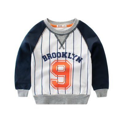 100% Cotton Kid Boys Print Long Sleeve Pullover Sweatshirts