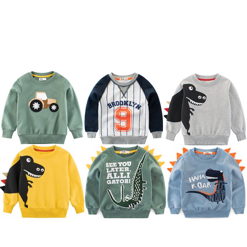 100% Cotton Kid Boys Print Long Sleeve Pullover Sweatshirts