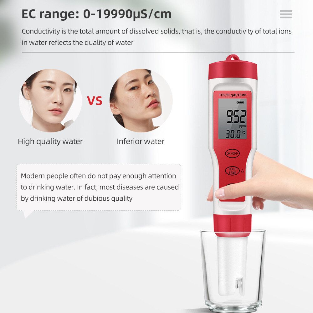 4 In 1 PH Meter PH/TDS/EC/Temperature Meter Digital Water