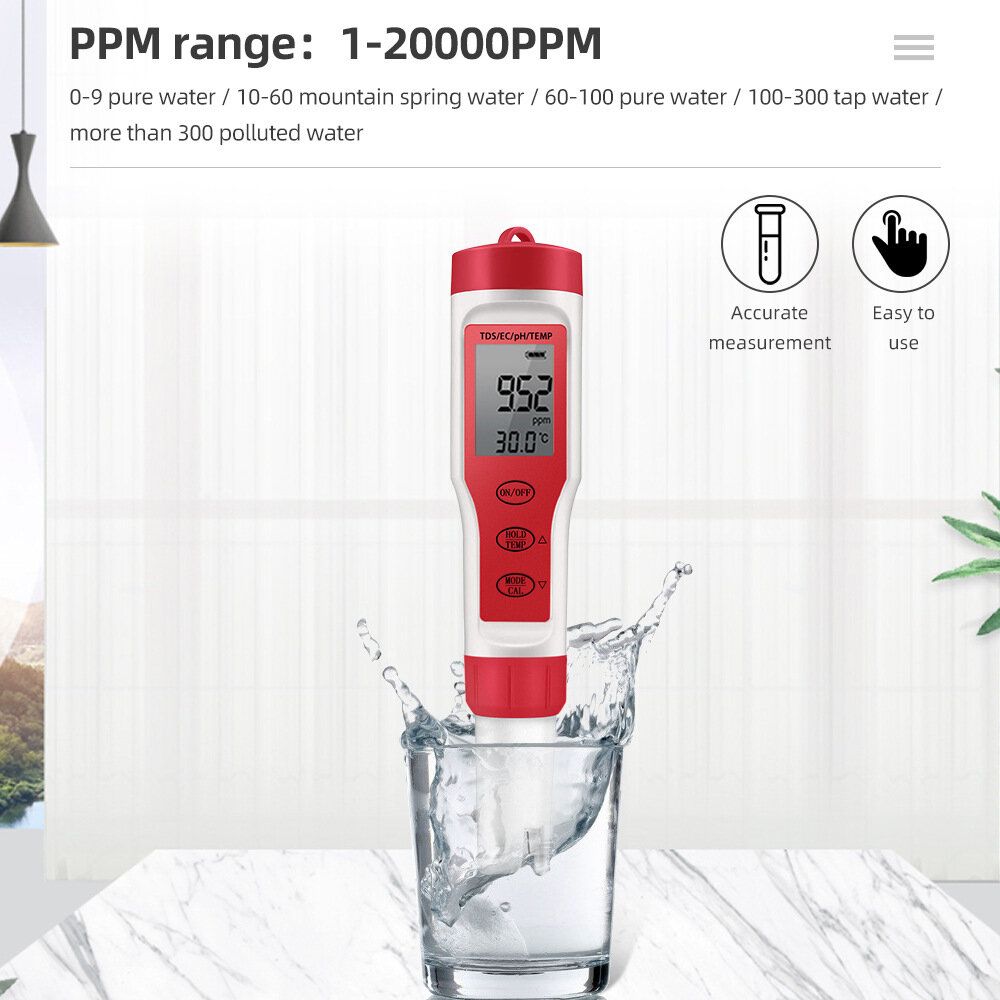 4 In 1 PH Meter PH/TDS/EC/Temperature Meter Digital Water