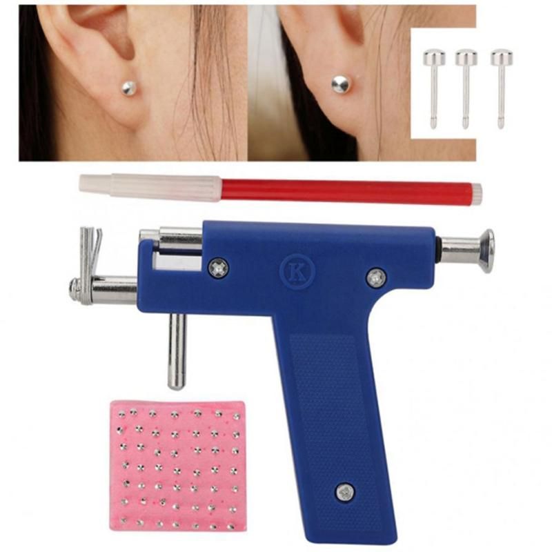 Stainless Steel Body Piercing Tool Kit Professional Ear Nose Navel Piercing Machine with Ears Studs Tools