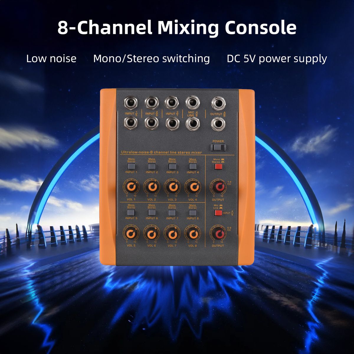 8-Channel Mixing Console Ultra Low Noise 8 Channels Line
