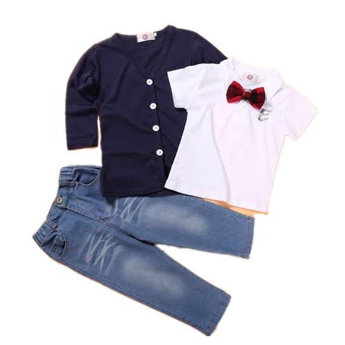 Baby Show 3 Piece Cardigan Top And  Jeans Set