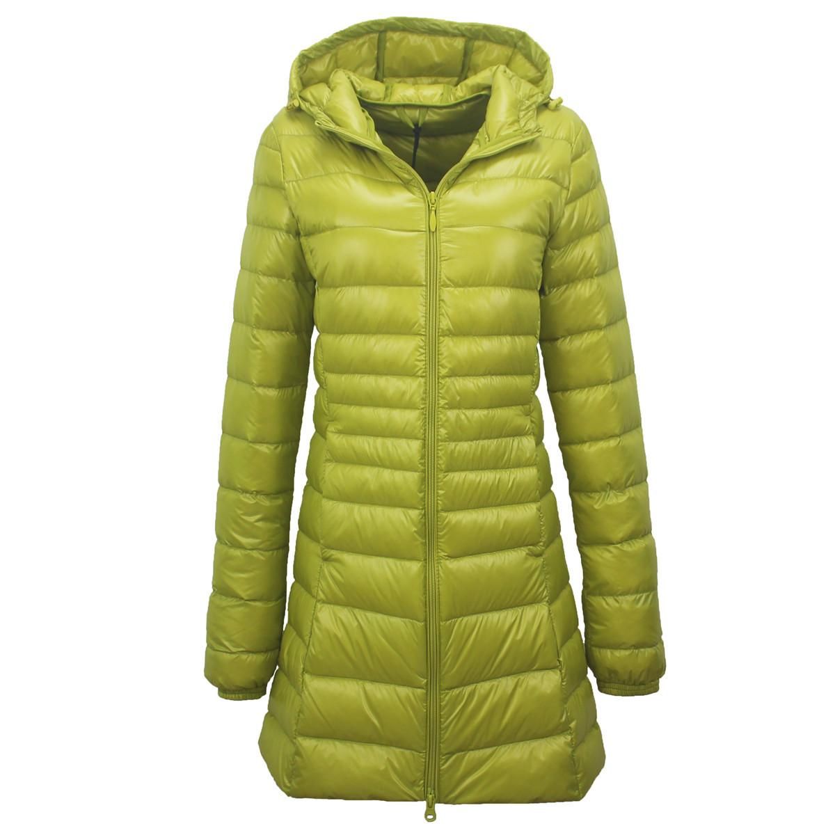 Down jacket women's winter light and thin hooded women's mid length slim fitting and slimming