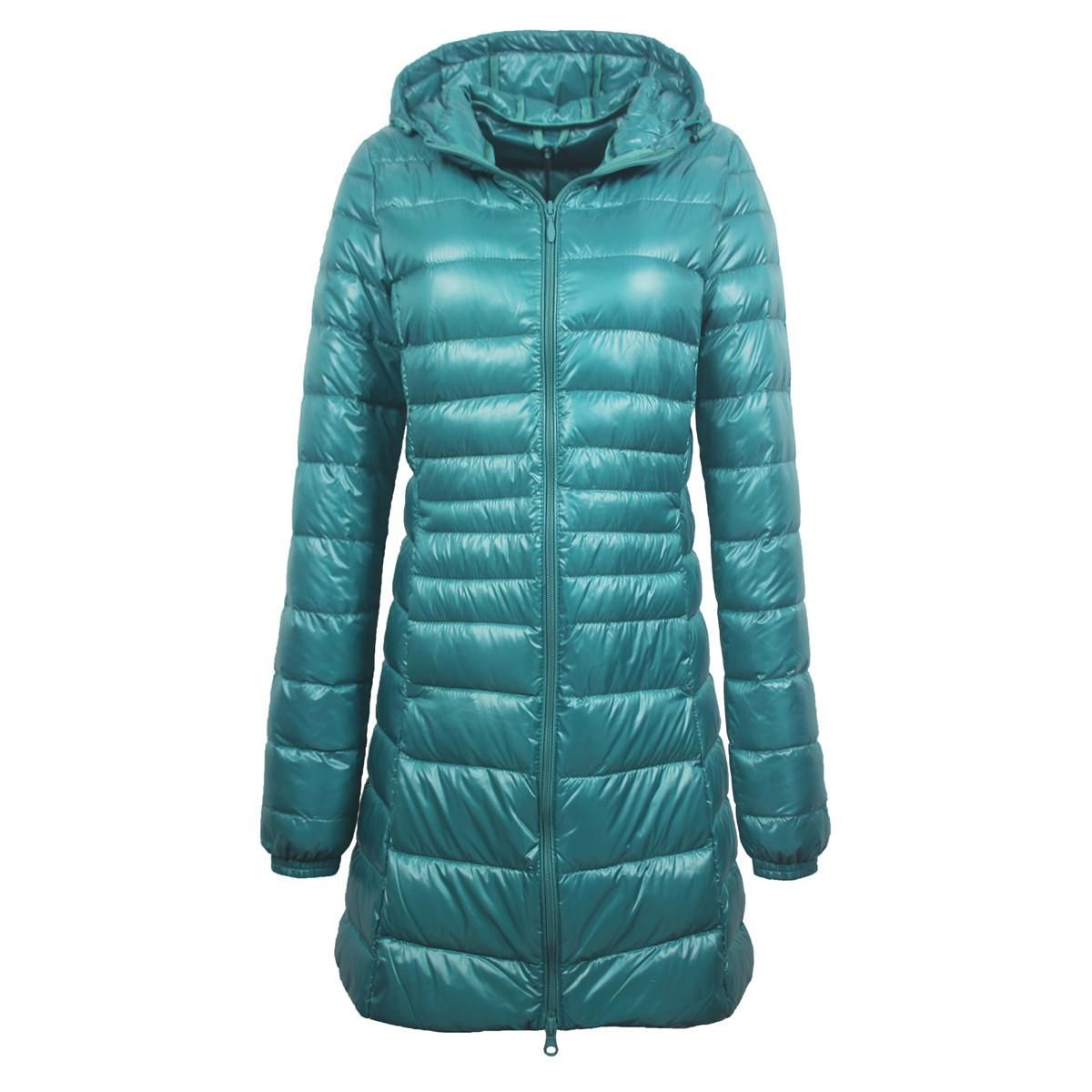 Down jacket women's winter light and thin hooded women's mid length slim fitting and slimming