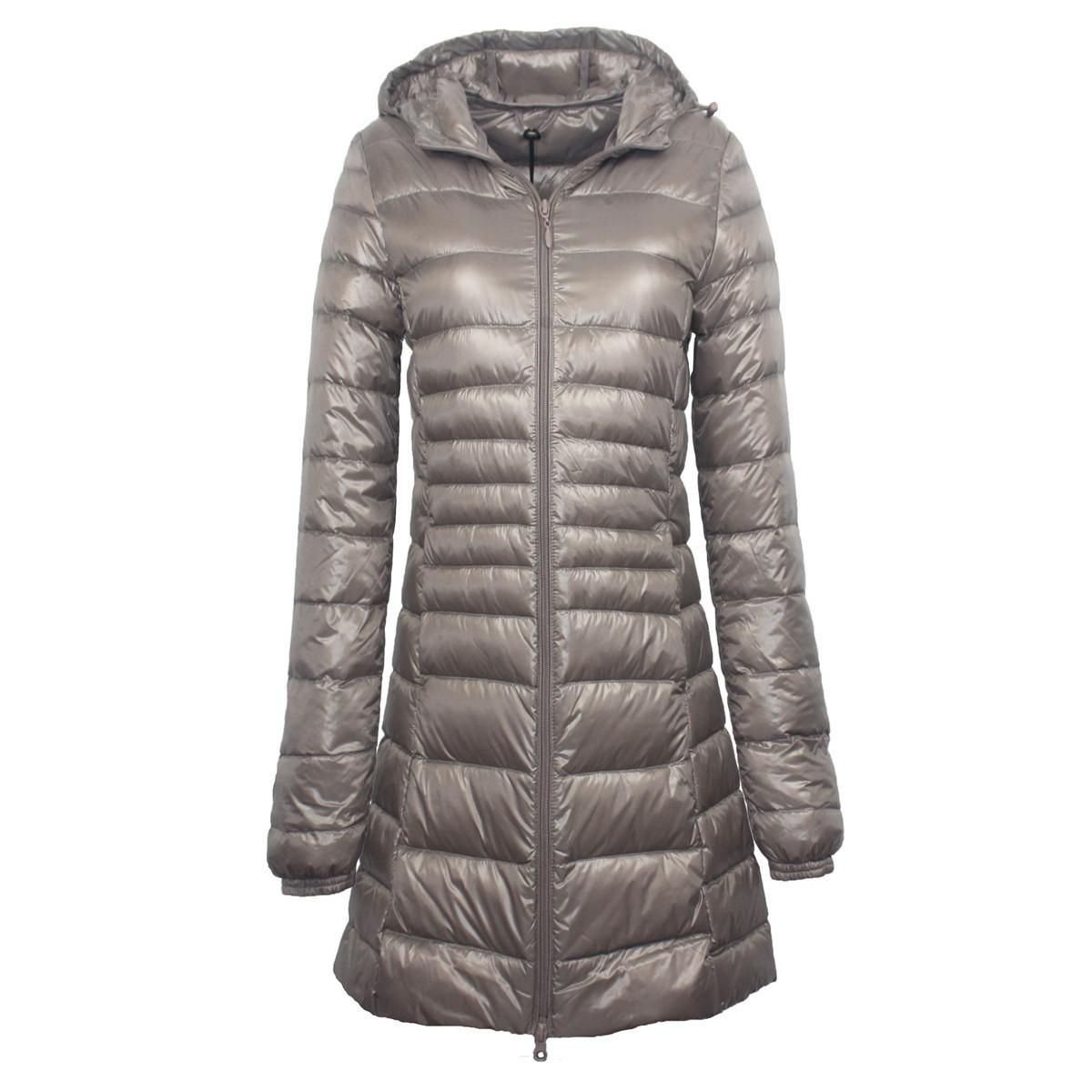 Down jacket women's winter light and thin hooded women's mid length slim fitting and slimming