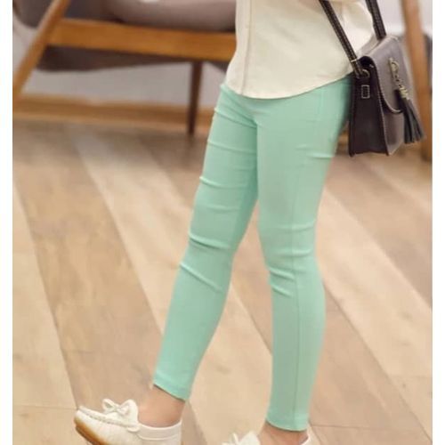 Girls Slim Fit Color Candy Chinos Jeggings-Blue