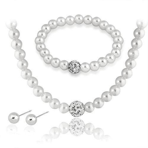 Freshwater  Pearl Crystal Butterfly Women's Fashion Necklace Suit