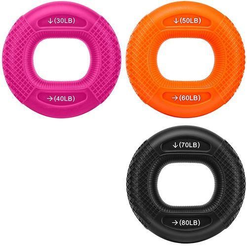 Hand Grip Strengthener Rings, 3 Pack Silicone