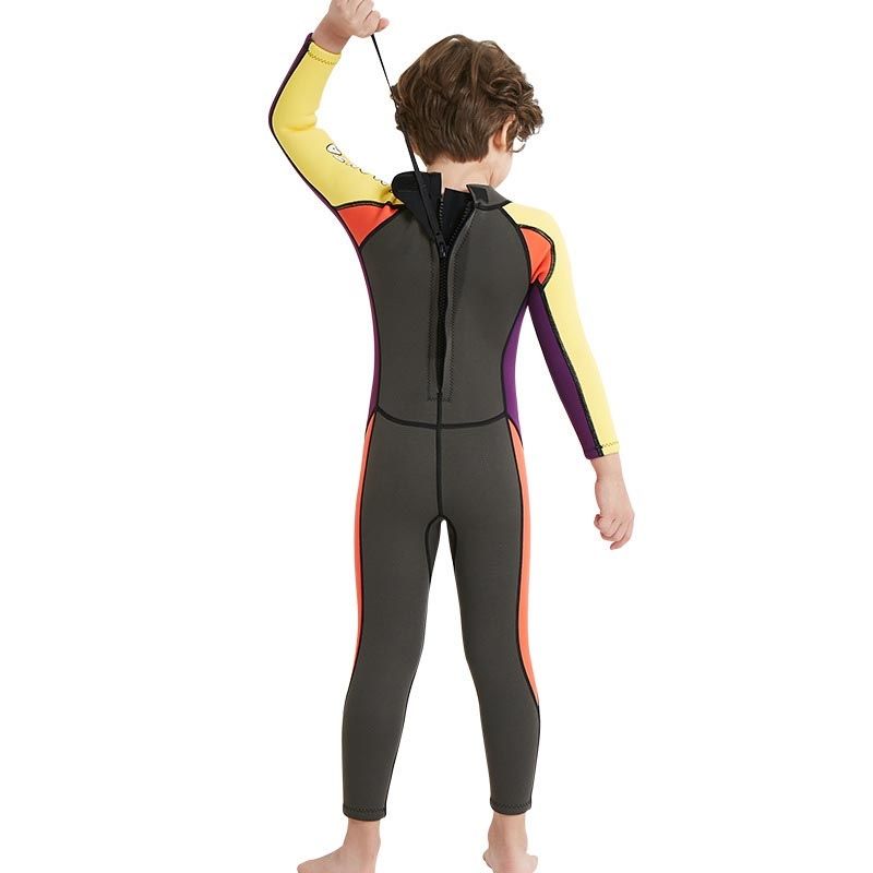 Winter 2.5MM Neoprene Children Boys Wetsuit One Piece Swimwear Thick Warm Diving Snorkeling Wet Suit Surfing Bathing Suit Swimsuit Sunscreen - Green