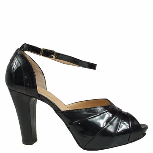 Black Leather and Patent Sandals