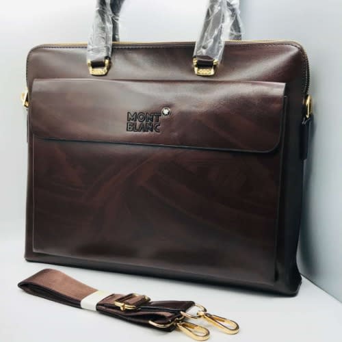 Leather Laptop And Office Bag - Brown