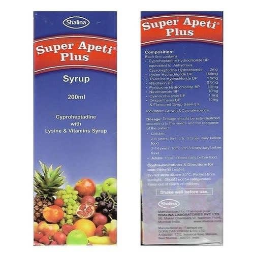 Super Apeti Plus. Cyproheptadine  And Vitamin Syrup.-200ml