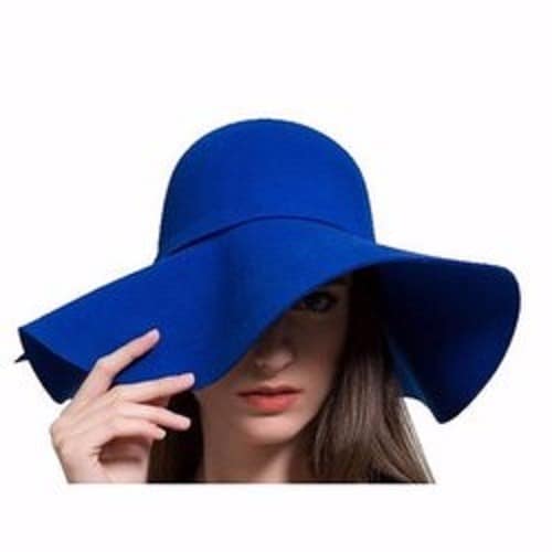 Fedora Beach Wide Brim Sun Hat - Blue
