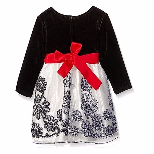 Girl's Long Sleeve Velvet Party Dress