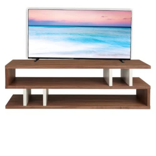 S Design Tv Stand - Brown+ White Tv Shelf