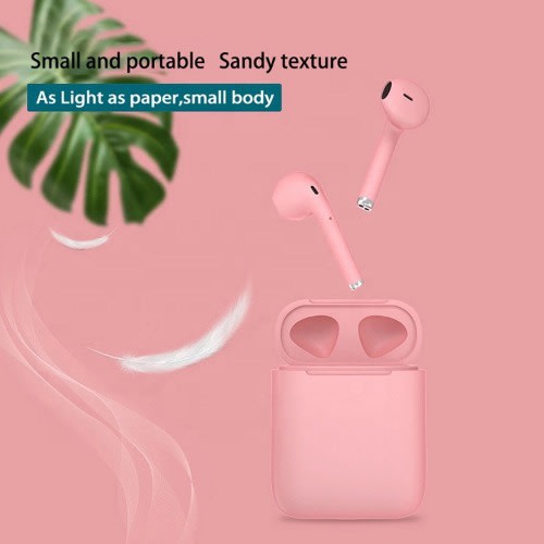 I12 Bluetooth Earbuds Tws Wireless 5.0 Soft Touch - Pink