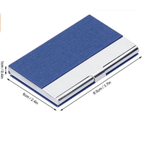 Metal Card Holder - Mini Pocket Wallet - Blue & Silver