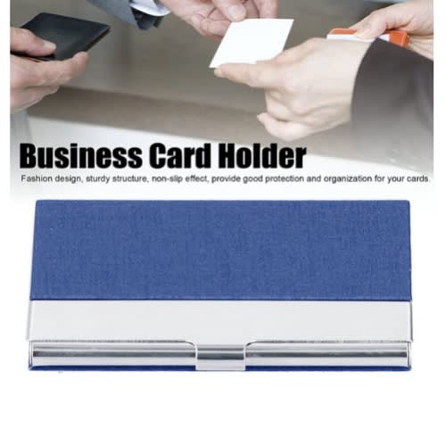 Metal Card Holder - Mini Pocket Wallet - Blue & Silver