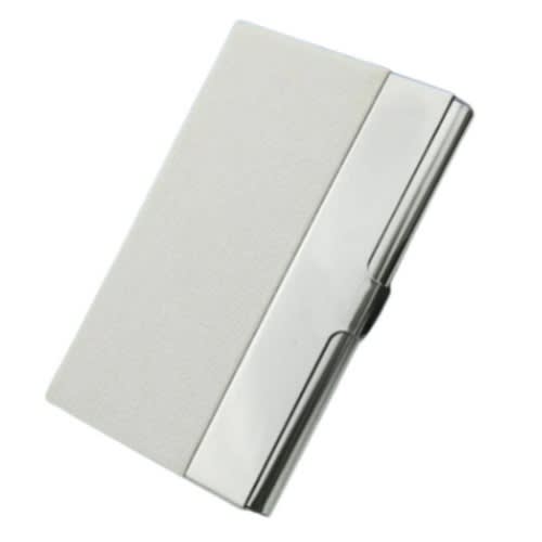 Metal Card Holder - Off  White & Silver