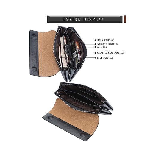 J & P - Men's Leather Purse - Black