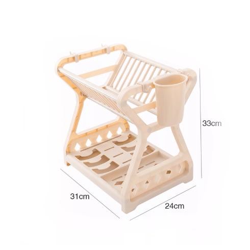 Dish Drying Rack2 Tier Dish Racks With Tray, Cup Utensil Holder -Pink