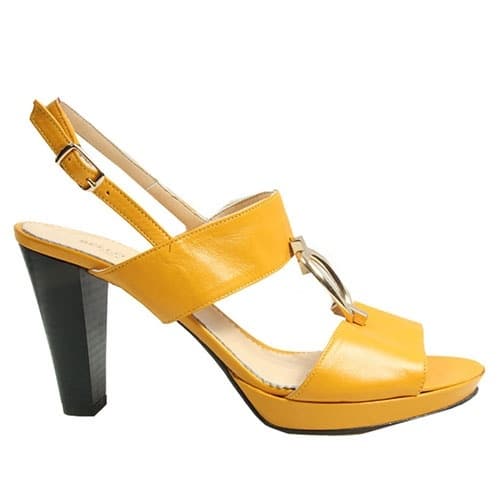 Bello Scarpa Yellow Sandals With Gold Accessory