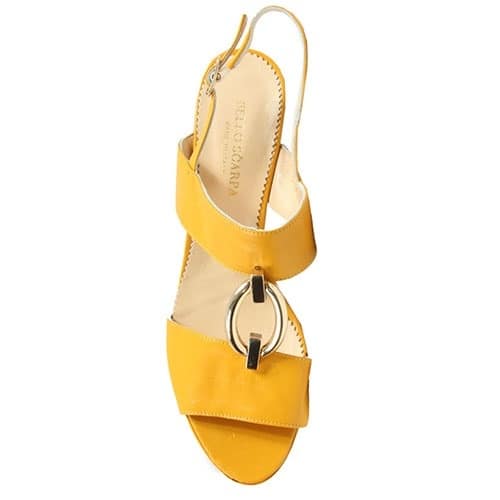 Bello Scarpa Yellow Sandals With Gold Accessory