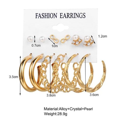 Geometric Shape Earrings- 6 sets