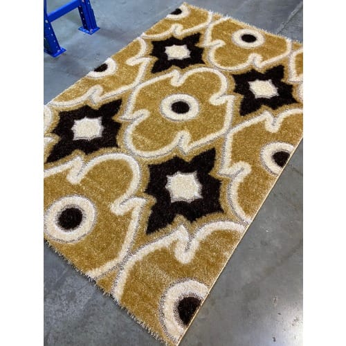 3 By 5ft Pattern Center Shaggy Rug -Multicolor