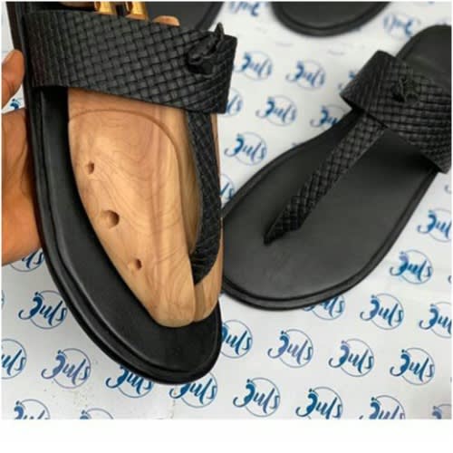 Classy Male Black Basket Knot Slippers