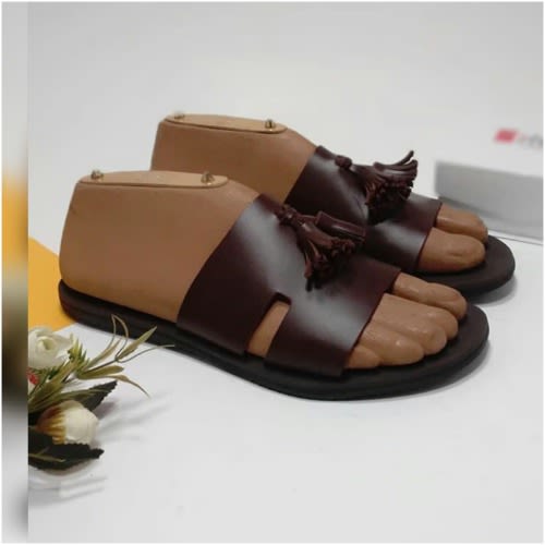 Male Tassle Slippers - Brown