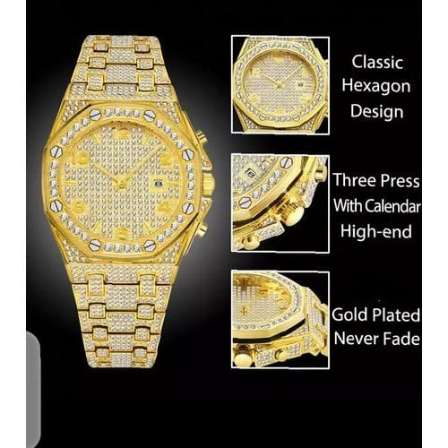 Missfox Men's Trendy Diamond Quartz Chronograph Watch
