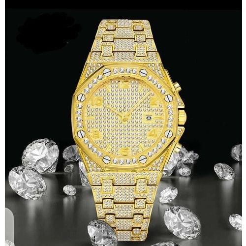 Missfox Men's Trendy Diamond Quartz Chronograph Watch