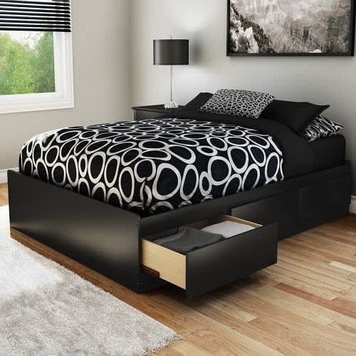 Bed Frame With Drawers - 3ft By 6ft - Black