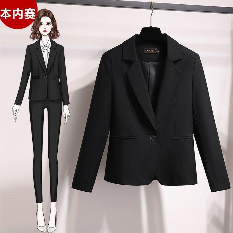 Black Small Business Suit Coat for Women 2020 Spring New Slim Fit Internet Hot Casual Small Small Tailored Suit Top Short
