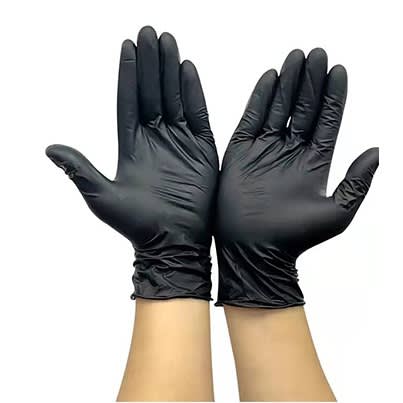 Disposable Latex Hand Glove - Large - Black - 100pcs