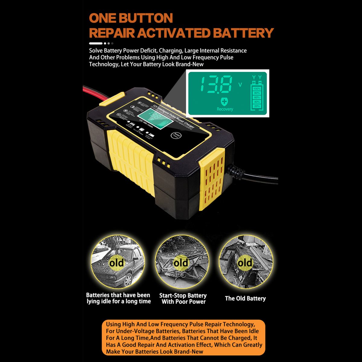 Car Battery Charger,12V 6A Smart Automatic Battery Charger