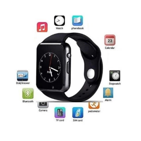 A1 Smart Phone Watch With Sim & Tf Card Slot + Camera - Black