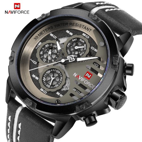 Luxury Waterproof Leather Watch - Black
